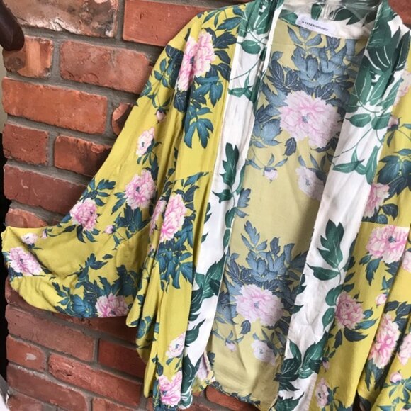 Anthropologie ELMA Floral Kimono Open Boho Lightweight Cardigan Top Jacket Beach - Picture 6 of 14